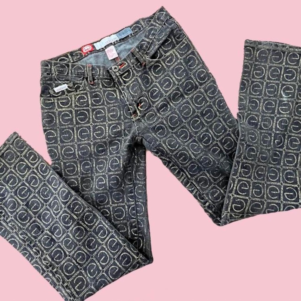 Y2k 2000s Ecko Gold and Denim Low Rise Jeans